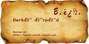 Berkó Árpád névjegykártya