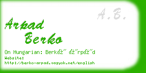 arpad berko business card